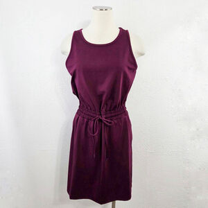 Lou & Grey Luvstretch Scoop Neck Pocket Dress dark purple mini size small